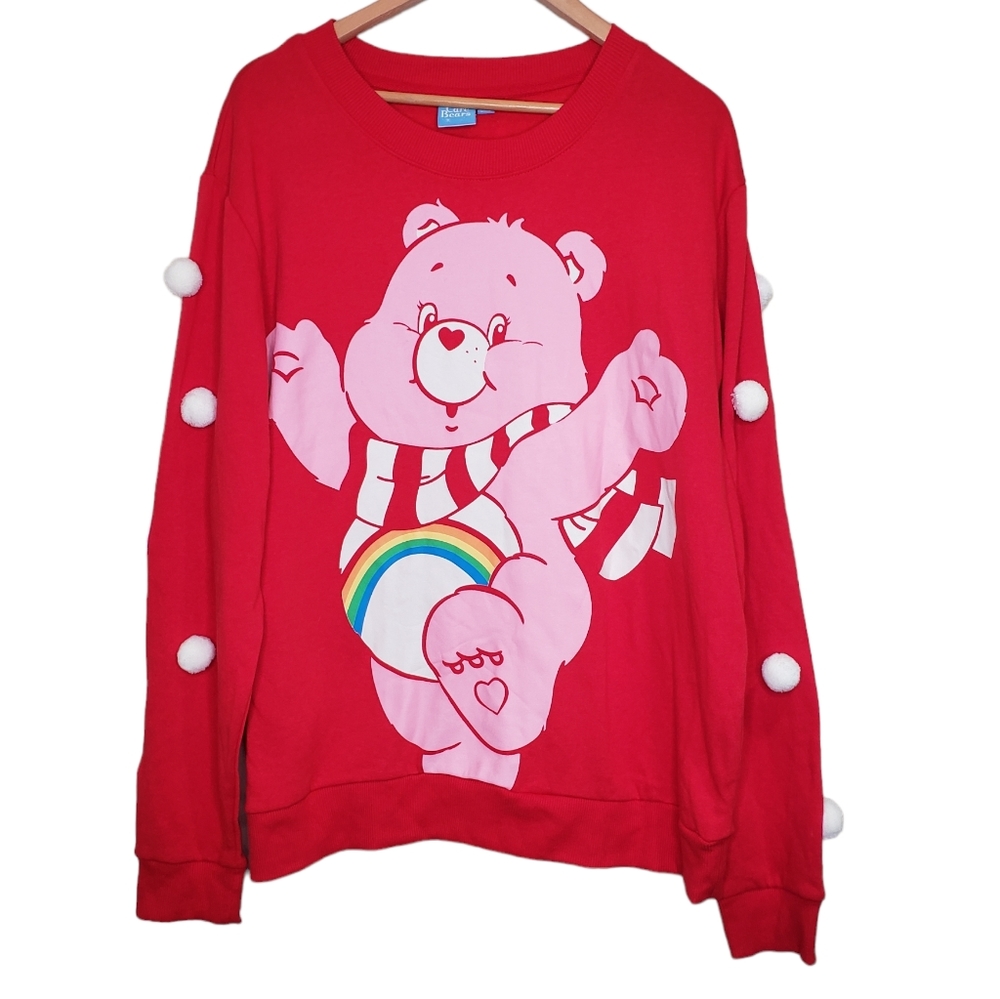 Care Bears Let's Get Cozy Cheer Bear Rainbow Pom-Pom Pullover Sweatshirt 3X